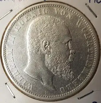 Jäger 176 - 5 Mark 1903 Württemberg Wilhelm II Erhaltung Silbermünze