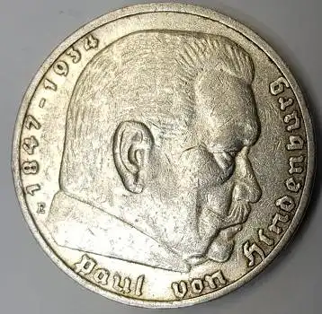 Jäger 0360 - 5 Reichsmark 1935 E Hindenburg Silbermünze