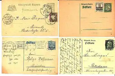 Ganzsachen Königreich Bayern 4 Stück ca. 1900-10