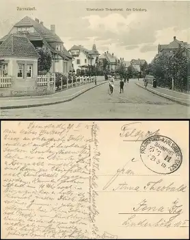 Darmstadt Am Erlenberg Bahnpost Frankfurt-Karlsruhe-Basel Zug 11 o 21.6.1915