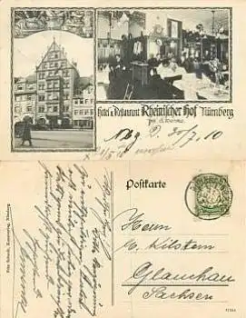 Nürnberg Hotel Rheinischer Hof o 31.7.1910