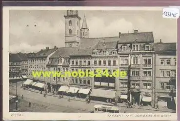 02763 Zittau Markt mit Johanniskirche Straßenbahn o 30.7.1932