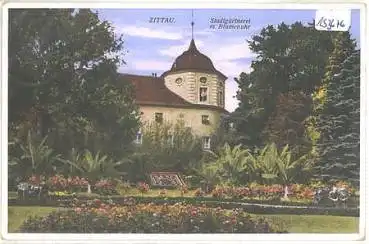 02763 Zittau Stadtgärtnerei mit Blumenuhr * ca. 1930