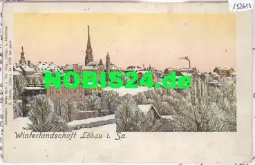 02708 Löbau, Winterlandschaft gebr. ca. 1900