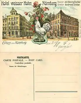 Nürnberg Hotel weisser Hahn Litho  *ca.1905