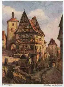91541 Rothenburg Tauber Plönlein Künstlerkarte L. Mößler * ca. 1920