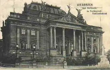 Wiesbaden Hoftheater mit Schillerdenkmal o 14.5.1908