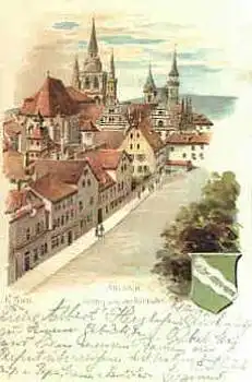 91522 Ansbach Reitbahn Künstlerkarte K. Zinn o 2.12.1901