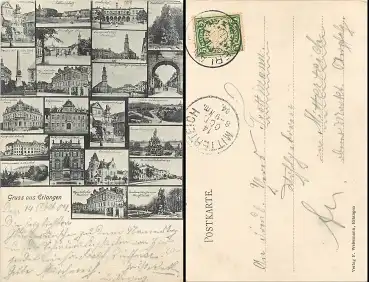 91054 Erlangen Mehrbildkarte o 14.10.1904