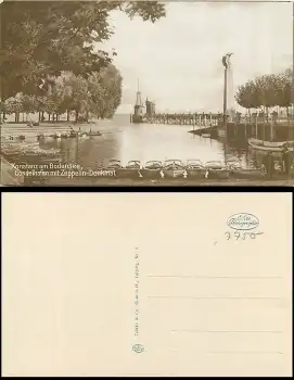 78465 Konstanz Gondelhafen mit Zeppelin-Denkmal * ca. 1920