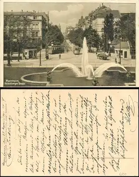 Mannheim Heidelberger Strasse Tram gebr. ca. 1917