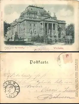 Wiesbaden Theater Reliefkarte * ca. 1900