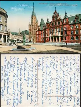 Wiesbaden Rathaus Marktkirche gebr. ca. 1920
