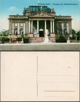 Wiesbaden Theater mit Schillerdenkmal * ca. 1920