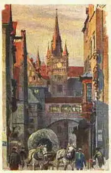 Nürnberg Rathausgasse Künstlerkarte Kley *ca. 1910