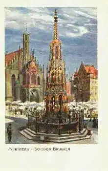 Nürnberg Schöner Brunnen Künstlerkarte Heinrich Kley *ca. 1910