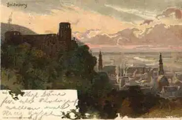 Heidelberg Künstlerkarte Heinrich Kley o 16.2.1901