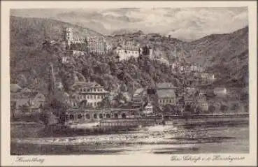 Heidelberg Schloss von der Hirschgasse Künstlerkarte * ca. 1930