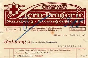 Nürnberg Stern Drogerie Briefkopf 16.10.1916