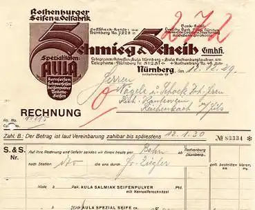 Nürnberg Seifen-u. Oelfabrik Schmieg & Scheib GmbH Briefkopf 12.12.1929