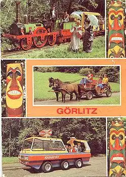 Görlitz Eisenbahn Pferdekutsche Park der Thälmann-Pioniere o 19.8.1984