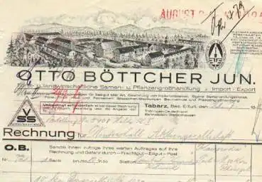 99891 Tabarz Pflanzengroßhandlung Otto Böttcher Briefkopf 1932