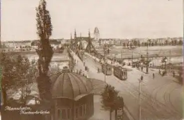 Mannheim Neckarbrücke Straßenbahnen * ca. 1910
