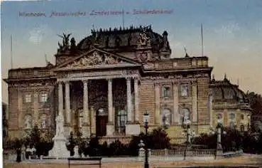 Wiesbaden Nassauisches Landestheater Schillerdenkmal gebr. 3.10.1921