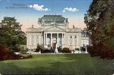 Wiesbaden Kgl. Theater Schillerdenkmal gebr. 9.5.1929