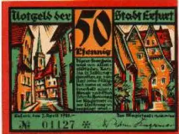 Erfurt Städtenotgeld Wert 50 Pfennige 1921
