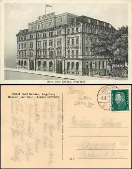 Augsburg Hotel Drei Kronen o 9.8.1929