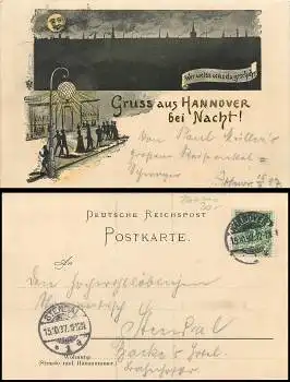 Hannover bei Nacht Litho o 15.10.1897