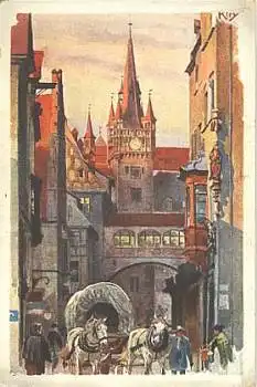 Nürnberg Rathausgasse Künstlerkarte Kley * ca.1910