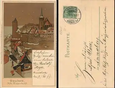 02625 Bautzen Alte Wasserkunst Künstlerkarte Felix Elssner 9.10.1899