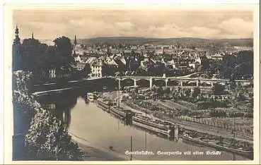 Saarbrücken Saarpartie mit Lastkähnen * ca.1940