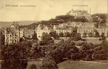 Marienbad, Bahnhofstraße mit Cafe Egerländer * ca. 1930