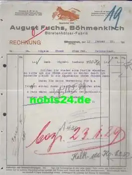 89558 Böhmenkirch August Fuchs Sägerei Bürstenhölzer-Fabrik Rechnung 17.1.1929