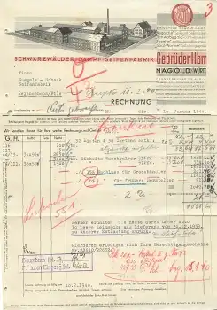 72202 Nagold Briefkopf Seifen Fabrik Gebrüder Harr  1940