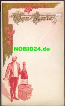 Weinkarte Werbeaudruck Souverain Henriot ca. 1900 Top Erhaltung