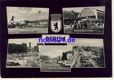 Berlin Großpostkarte A5 mit Flughafen gebr.1966