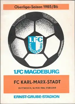 1.FC Magdeburg vs. FC Karl-Marx-Stadt Fußball Programmheft DDR-Oberliga 14.5.1986