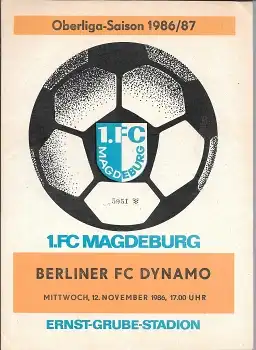 1.FC Magdeburg vs. BFC Dynamo Berlin Fußball Programmheft DDR-Oberliga 12.11.1986