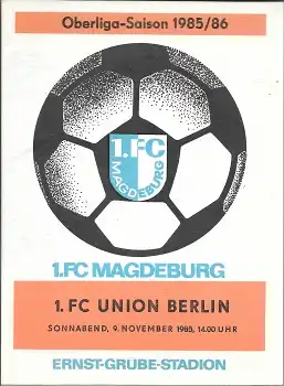1.FC Magdeburg vs. 1.FC Union Berlin Fußball Programmheft DDR-Oberliga 9.11.1985