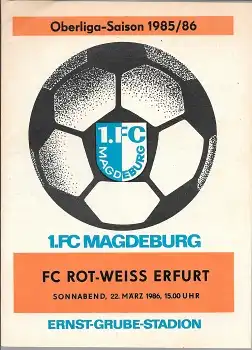 1.FC Magdeburg vs. FC Rot-Weiss Erfurt Fußball Programmheft DDR-Oberliga 22.4.1986