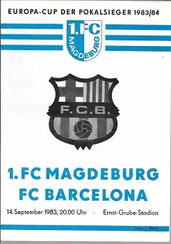1.FC Magdeburg vs. FC Barcelona Fußball Programmheft Europa-Cup der Pokalsieger 14.9.1983