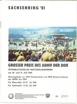 Sachsenring 1981 Motorradrennen Gosser Preis der DDR Programmheft