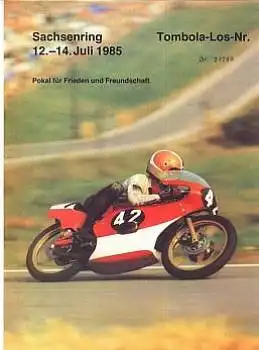 Sachsenring Motorradrennen Pokal für Frieden und Freundschaft Juli 1985 Tombola-Los
