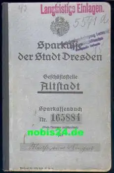 Dresden Sparkasse Altstadt Sparbuch ab 1926