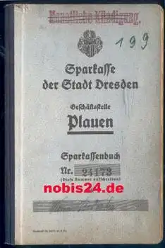 Dresden Sparkasse Plauen Sparbuch ab 1931