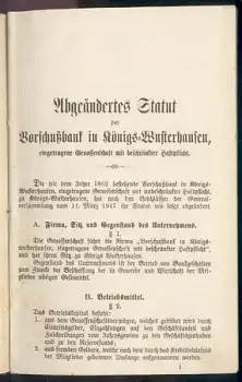 Königs Wusterhausen Quittungsbuch und Statut der Vorschußbank 1917 (20 Seiten)